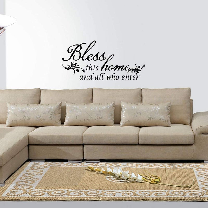 Decaltor Bless This Home and All who Enter - Vinyl Wall Decal Entryway Living Room DÃ©cor Art Letters Quotes Stencil - Image 2